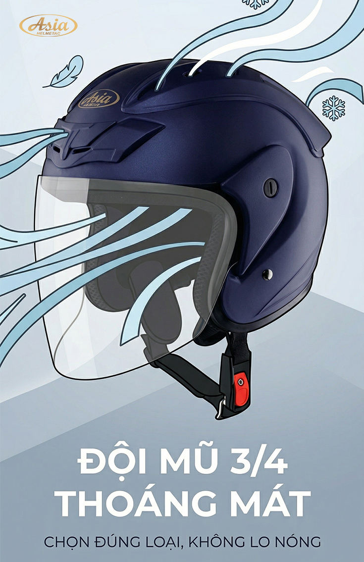 Đội mũ bảo hiểm 3/4 có nóng không? Cách chọn mũ thoáng mát cho người đi phố